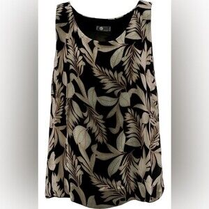 M Made In Italy Silk Blend Flowy Sheer Floral Lined Sleeveless Tank Top Blouse L